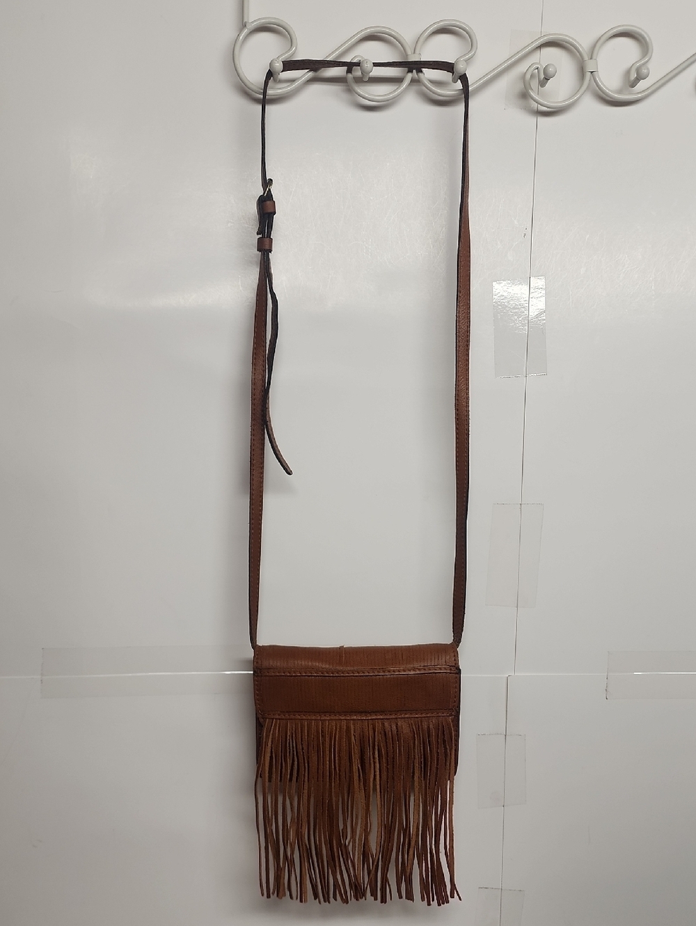 Patricia Nash Small Brown Leather Fringe Crossbody Saddlebag Fits Essentials WOW - Picture 3 of 11
